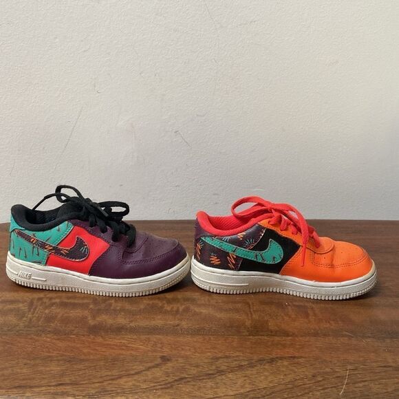 Nike Air Force One LV8 Kids' Mismatched Sneakers - Black, Purple, Orange - Picture 2 of 12